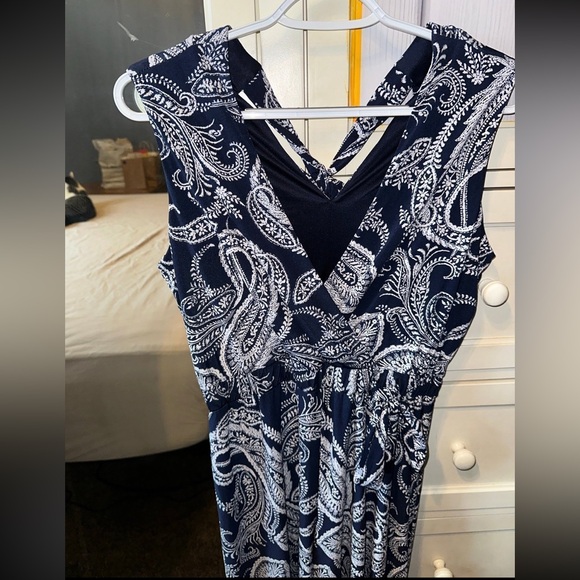 Studio One Blue and White Maxi Dress Size 2 - Picture 2 of 9